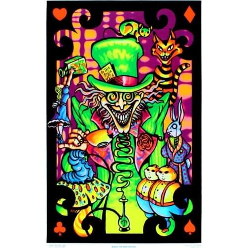 Alice in Wonderland Collage Flocked Blacklight Poster Art Print
