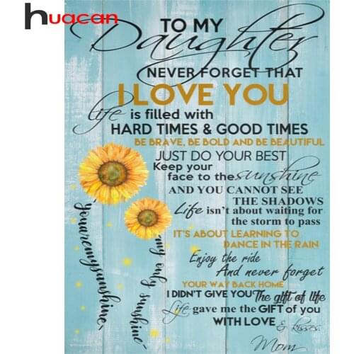 Huacan Diamond Art Painting Text Scenery Full Square/round Embroidery Blackboard Mosaic Sunflower Home Decoration Crystal Gift