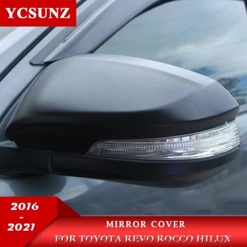 Car Side Mirror Cover ABS Black Rear View Mirror Cover For Toyota Hilux Revo 2016-2019
