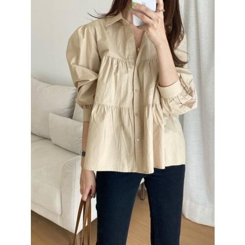 2021 White Shirt Female Oversize Womens Blouse Summer Women Blouse Femme Cotton Blusas Casual Elegant Vintage Long Sleeve Spring