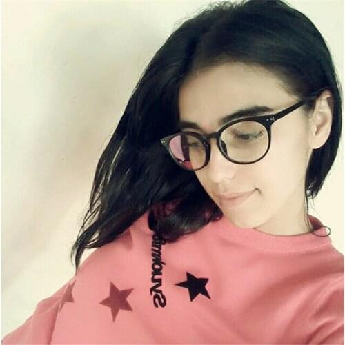 Brand Design Women Round Computer Black Eyeglasses Frame Eyewear UV400 Clear lens Retro Female glasses transparent Optics goggle