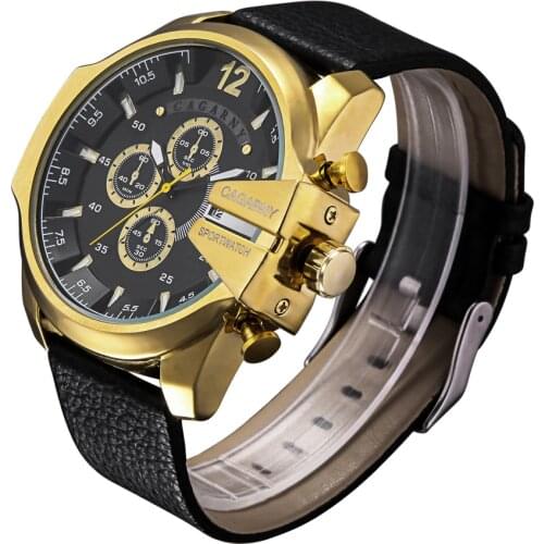 Top Luxury Brand Cagarny Quartz Watch For Men Cool Big Case Mens Wrist Watches Man Waterproof Golden Military Relogio Masculino