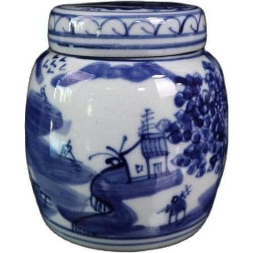 Jingdezhen porcelain blue and white landscape pattern cover porcelain collection