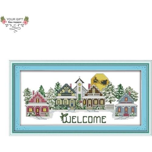 Joy Sunday F810 Free Shipping 14CT 11CT Counted and Stamped Home Decor Welcome Needlepoints Embroidery DIY Cross Stitch Kits