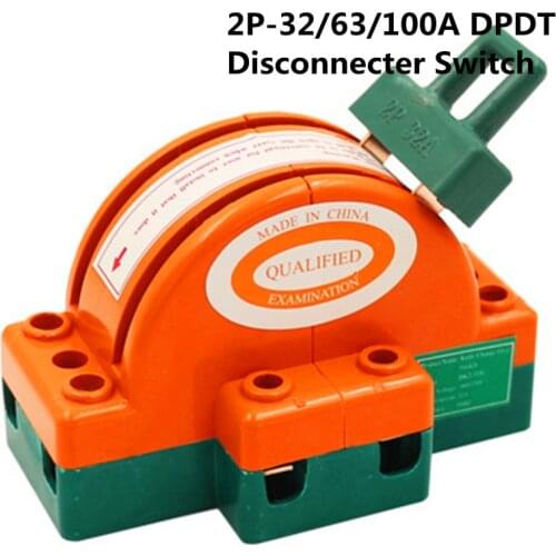 DPDT 32A/63A/100A Two Pole Double Throw Knife Disconnect Switch 220v/380v