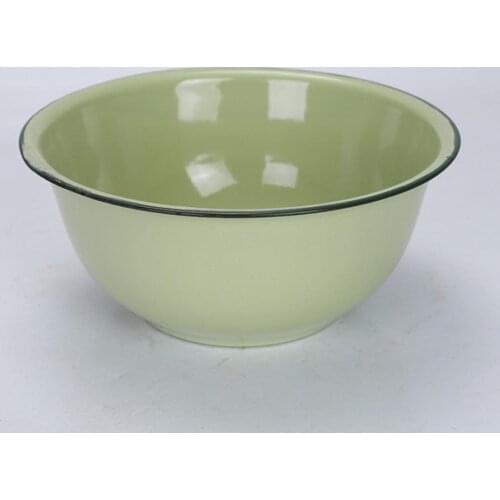 Enamel Bowl Thickened Nostalgic Green Salad Pasta Soup Basin for Dinner Tableware Bowls Garden