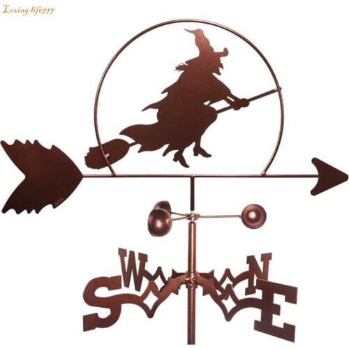 Weathercock Wind Direction Indicator Witch Shape Garden Yard Wind Direction Indicator Decorative Stakes Wind Spinners #LR2