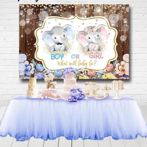 Inmemory Boy Or Girl Baby Shower Gender Reveal Photography Backgrounds Wood Elephant Backdrops For Photo Studio Custom