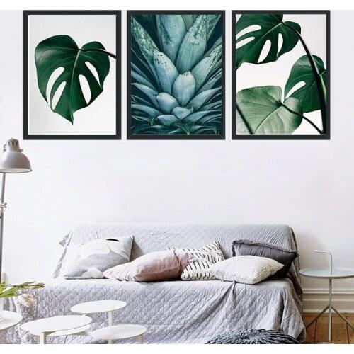 Wall Art Print Canvas Painting Fresh Green Big Leaves Nordic Posters And Prints Tropical Plants Wall Pictures For Living Room