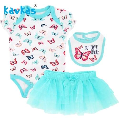 Kavkas 3pcs Newborn Baby Girl Clothes 2019 New Arrival Short Sleeve Bodysuit Clothes Set Summer Wear 0-12m Roupa Menina