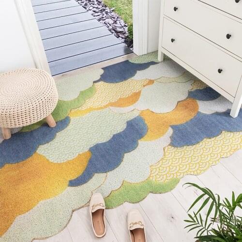Cloud Design Rubber Doormat Non Slip Absorbent Resist Dirt Entryway Door Rug Low-Profile Front Back Door Mat Inside Floor Carpet