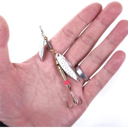 1PCS 9.8Gg 10cm Rotated double Sequins Metal Fishing Lures Artificial Spinner Spoon Lures Lake Reservoir Pond Fishing