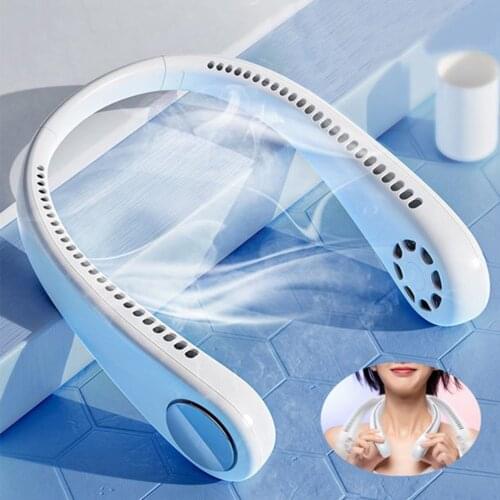 Mini Neck Hanging Fan 5W USB Rechargeable 3 Gears Adjustable Cooling Fan Personal Portable Bladeless Summer Air Cooler