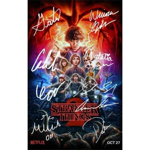 STRANGER THINGS CAST MULTI SIGNED PHOTO Art Film Print Silk Poster Home Wall Decor 24x36inch