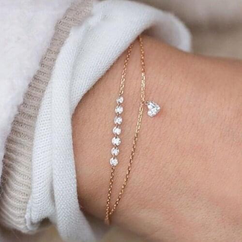 Trendy Double Layer Heart Shaped Crystal Bracelet Womens Magic Imitation Bracelet Women Jewelry Gift Girl mujer pulseras
