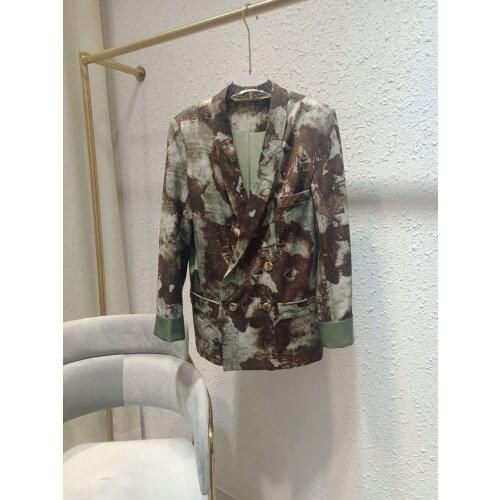 High 2021 New Ladies Quality Fashion Long Sleeve Lapel Mini Color Army Green Suit 0119