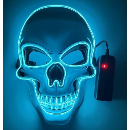 New Halloween Skull Mask EL Wire Light Up Scary Cosplay Party Costume Prop Mask Halloween LED Scary Mask Halloween Decor