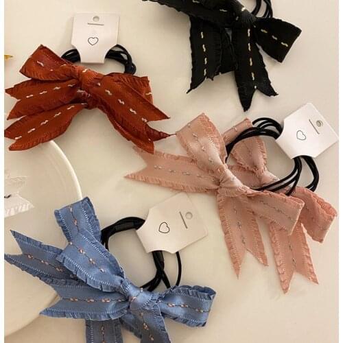New Women Luxury bow knot Elastic Hair Band Girls Sweet Hair Tie Simple Ponytail Holder Rubber Bands Fashion Hair Accessories