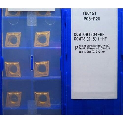 Original CCMT060204-HF CCMT09T304-HF CCMT120404-HF YBC151 for Steel CCMT 060204 09T304 120404 Carbide Inserts Lathe Tools