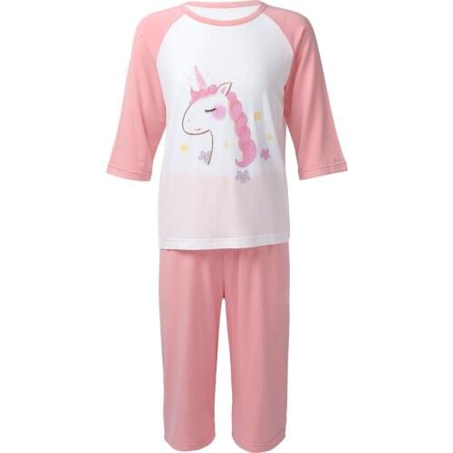 Oyolan Summer Girls Kids Pajamas Children Leisure Outfits Cute Sleepwear For Baby Girls Boys 100% Cotton Pyjamas Set Clothes