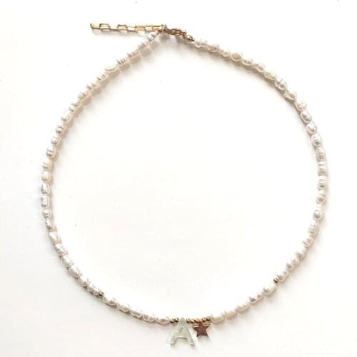 Handmade custom shell letter pendant necklace exquisite fashion natural pearl jewelry ladies neck charm choker unique Accessorie