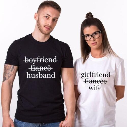 Couple Tshirt Girlfriend Wife Boyfriend Fiancee Husband Couples Matching Honeymoon Shirts Wedding Gift Unisex