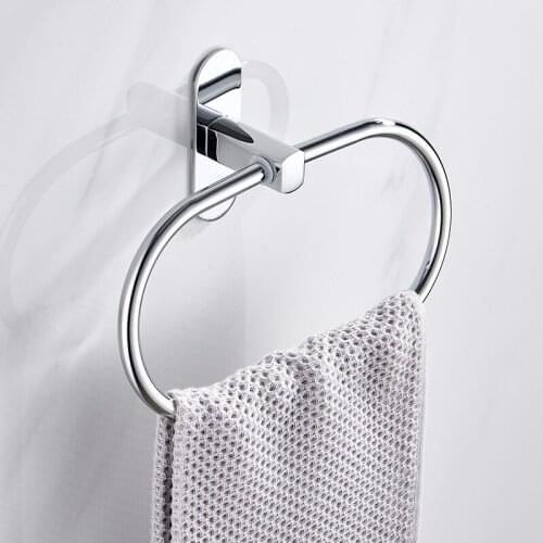 Punch-free Toilet Bathroom Towel Ring Wall-mounted Towel Rack Stainless Steel Towel Bar Ring Bathroom Accessories