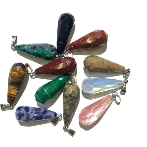 Drop-shaped Blue Turquoises Pendant Aura Healing Semi-precious Stone Amulet DIY Jewelry Natural Stone Charms Size 10x25mm