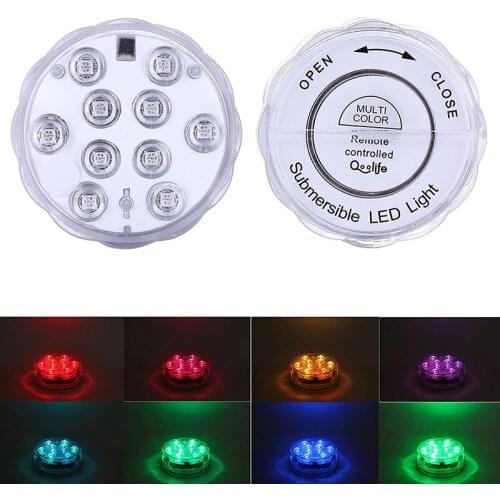 10 Led Remote Controlled RGB Submersible Light Battery Operated Underwater Night Lamp Outdoor Vase Bowl Garden Party Decoration