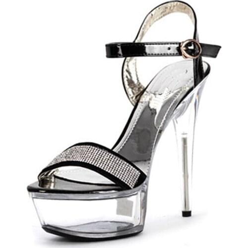 Manufacturers of 15 cm high heels nightclub crystal sandals ultrafine with small size of the shoes