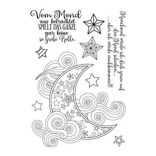 Moon and stars with German Words Transparent Clear Stamps for DIY Scrapbooking/Card Making/Kids Christmas Fun Decoration ST0665