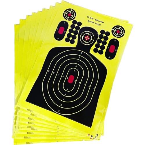 12"X18" Self-Adhesive Splatter Splash & Reactive(Color Impact) Shooting Sticker Targets(Man Silhouette) 10 Pcs/Pack 12"X18" Self