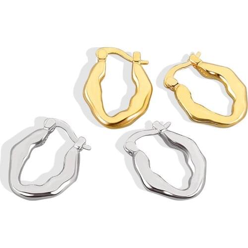 Real 925 Sterling Silver French Punk Hip-Hop Small Hoop Earrings for Women Gold Silver Party серьги Jewelry Accessories