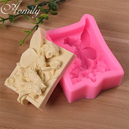 Aomily Angel Flower Pray Silicone Cake Molds Cake Decorating Jelly Mold Fondant Chocolate Sugar Mould Handmade Soap Molds Baking