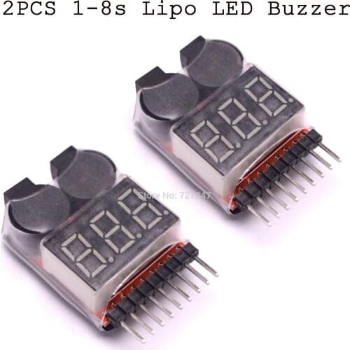 2PCS/lot 1-8S LED Lipo Voltage Indicator Checker Tester Low Voltage Buzzer Alarm for Helicopter Airplane Multirotor Racing Drone