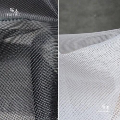 Fine Plaid Hollow-Out Mesh Tulle Fabric Black White Stiff DIY Modelling Design Patchwork Skirt Dress Fashion Designer Fabric