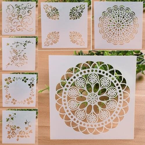 7Pcs/set 13cm Flower Leaf Round DIY Craft Layering Stencils Painting Scrapbooking Stamp Embossing Album Decorative Card Template