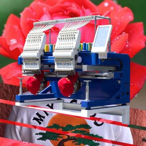Top quality HOLiAUMA 2 heads com1puter machine embroidery for clothes hat jacket and so on