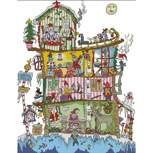 Top Quality lovely counted cross stitch kit north pole house bothy threads cut through house