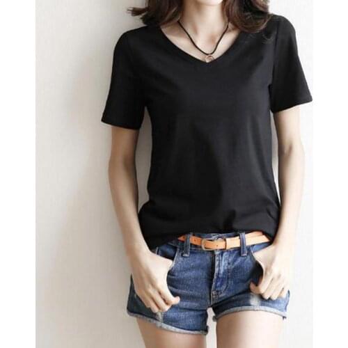 Zuolunouba Summer Fashion Commuting Women T Shirt Solid Color Harajuku Bottoming Shirt Loose Short Sleeve Black Lady Tees Tops