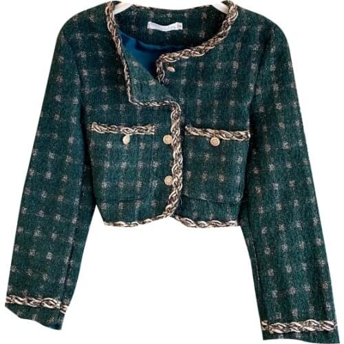 High-Quality Temperament Ladies Tweed Short Jacket 2021 Autumn Elegant Fashion Jacket Blouse