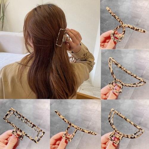New Women Elegant Vintage Print Leopard Geometric Hollow Hair Claws Headband Back Hair Holder Hairpins Fashion Hair Accessories