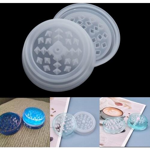 1Set Tobacco Leaf Herbal Herb Smoke Spice Grinder Crusher Silicone Mould Transparent Epoxy Resin Mold for DIY Crafts Making Tool