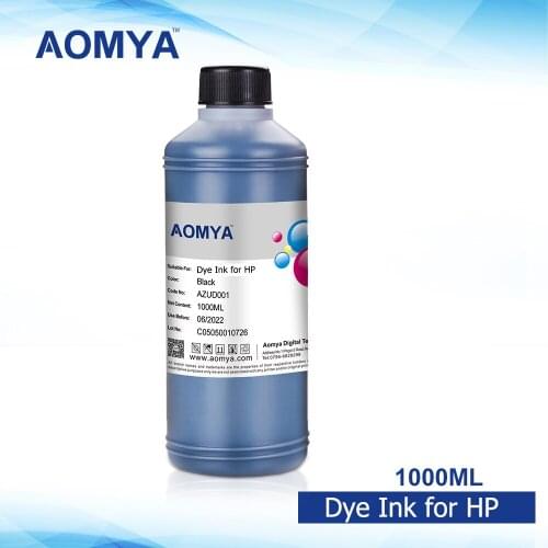 1 liter Aomya BLACK Color Water based Dye ink Compatible for HP printer (Bulk ink) 1000ml/ bottle