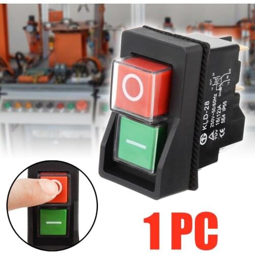 1pc 250V IP55 KLD28 4 Pin Start Stop On Off Switch Waterproof On/Off Rocker Switch Fit for Workshop Machines