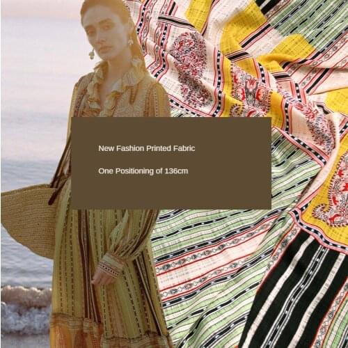147 * 166cm Brand Exotic Cashew Flower Striped Clothing Skirt Haute Couture Fabric