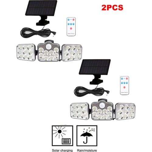 2pcs 138 led seperable remote Solar Light Outdoor Garden Solar Lamp Waterproof PIR Motion Sensor Street security Lighting remote