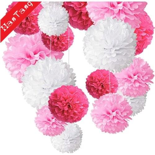 5pcs/lot 15cm/ 20 Cm Pompon Tissue Paper Pom Poms Flower Balls For Wedding Room Decoration Party Supplies Diy Craft Paper Flower