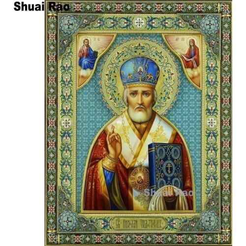 5d Round Diamond Painting Full Drill Square Orthodox Religion icon Mosaic puzzle Portrait Home Decor Handmade Embroidery Gift