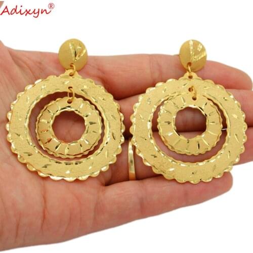 Adixyn Hand-work Cutting Drop Earrings Women Jewelry 24K Gold Color African Earrings Dubai Jewelry Gifts N01313
